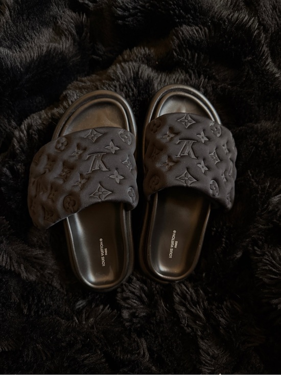 Louis Vuitton Shoes - Louis Vuitton Black Quilted Monogram Slide Sandals